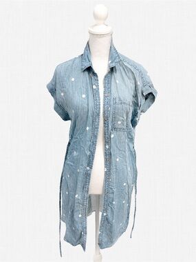 Jordache Light Blue Polka Dot Denim Tunic